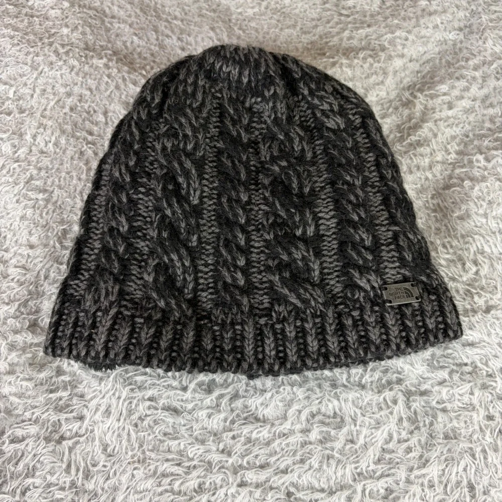 The North Face Cable Knit Fleece Lined Beanie Hat Charcoal Gray One Size OS